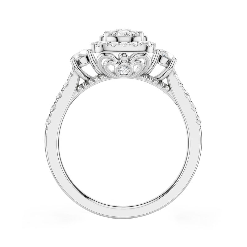 Diamond Oval Cluster Halo Cocktail Ring in 10k White Gold image number null